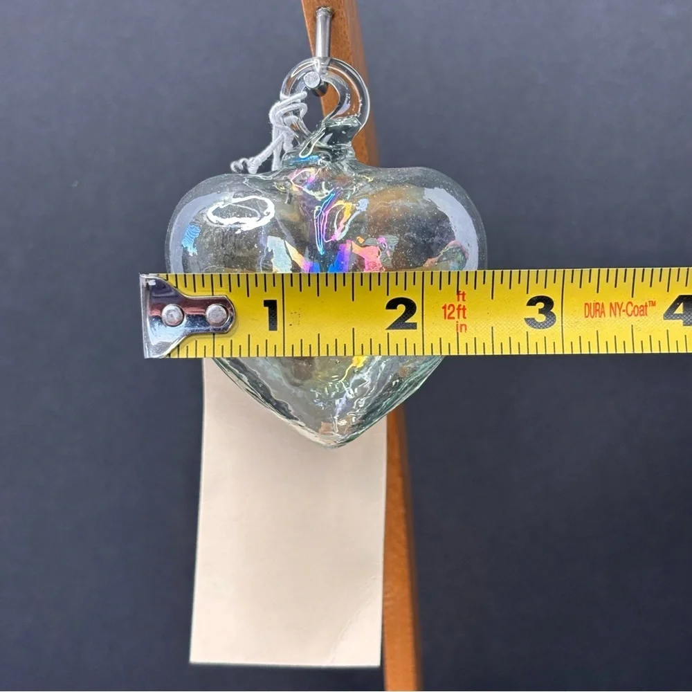 Anthropologie x Terrain Hand Blown Clear Recycled Glass Heart Ornament 3” NWT